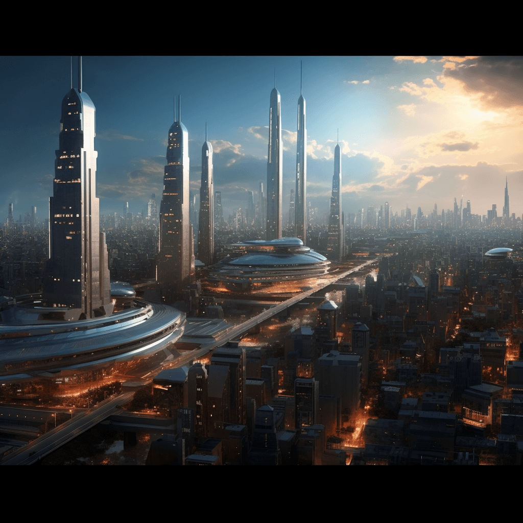 AI generated: city, future, sci fi --no draft, grainy, long neck, Deformed, blurry, duplicate artifacts, haze, low...