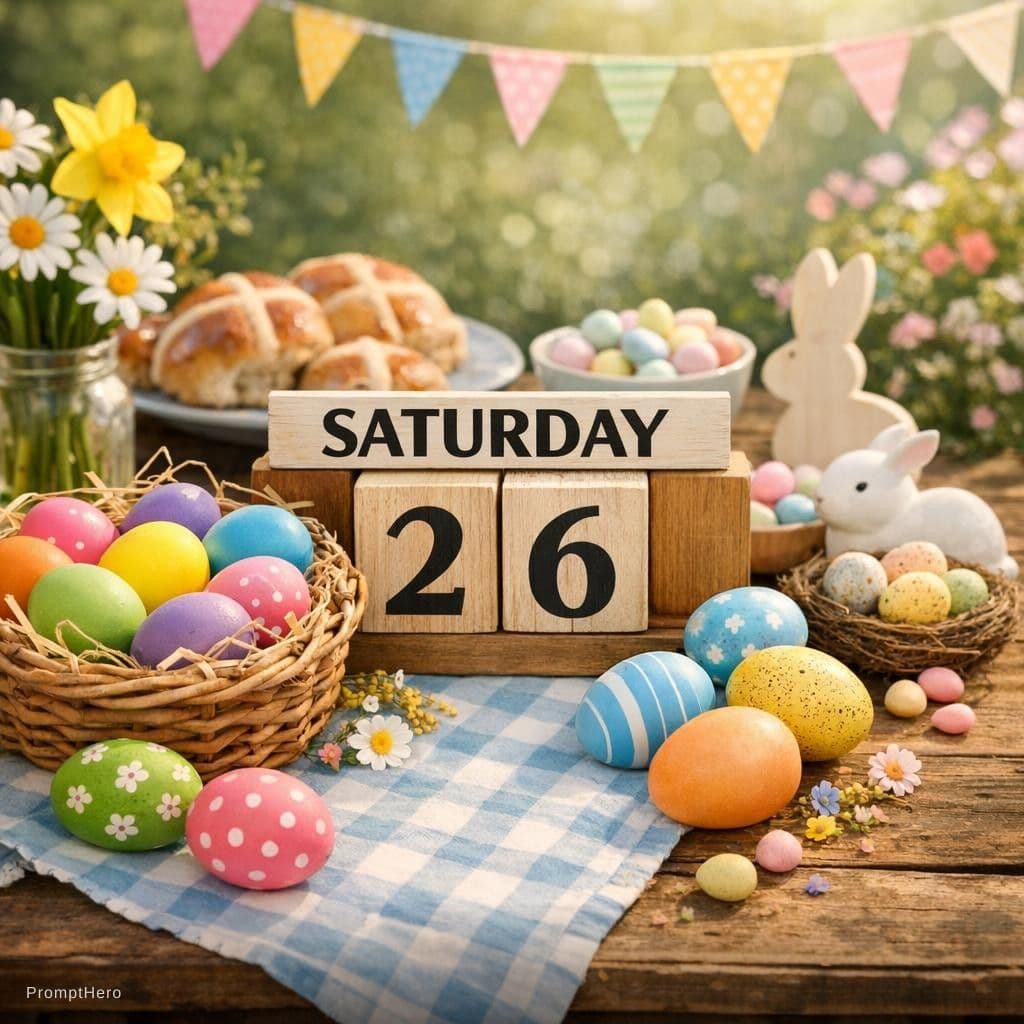AI generated: A picture of a Saturday with colored eggs