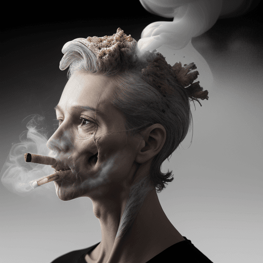 AI generated: Create an image depicting the harmful effects of smoking on the lungs. The lungs should be made of c...
