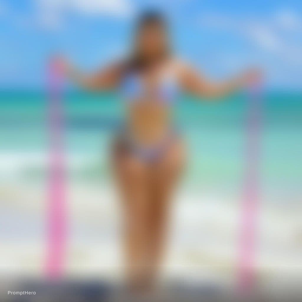 AI generated: a woman in slingshot bikini on a beach