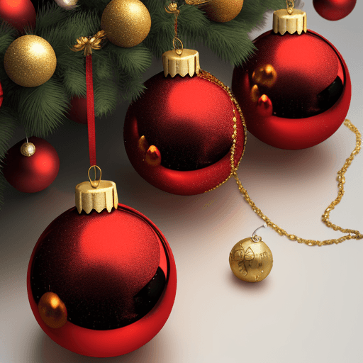 AI generated: Christmas red and gold balls on white bacgroud,  