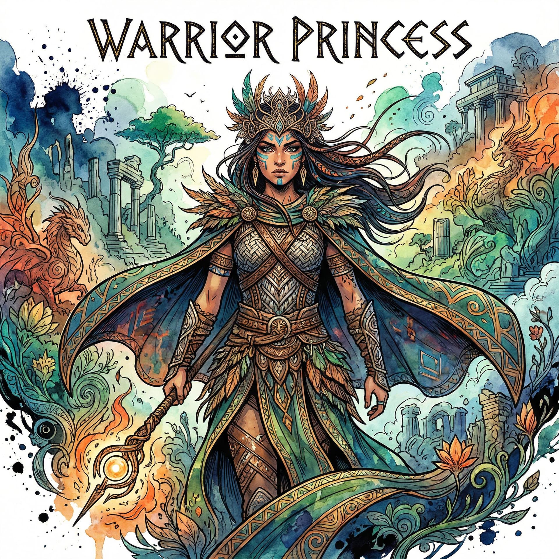 AI generated: strong warrior princess|centered|key visual|intricate|highly detailed|breathtaking beauty|precise li...