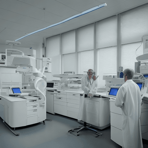 AI generated: "Image of a modern diagnostic laboratory for heart diseases, illuminated by abundant natural light c...