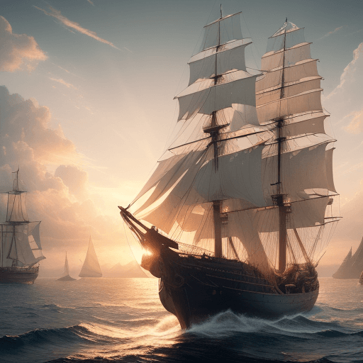 AI generated: Photo of a ultra realistic sailing ship, dramatic light, pale sunrise, cinematic lighting, battered,...