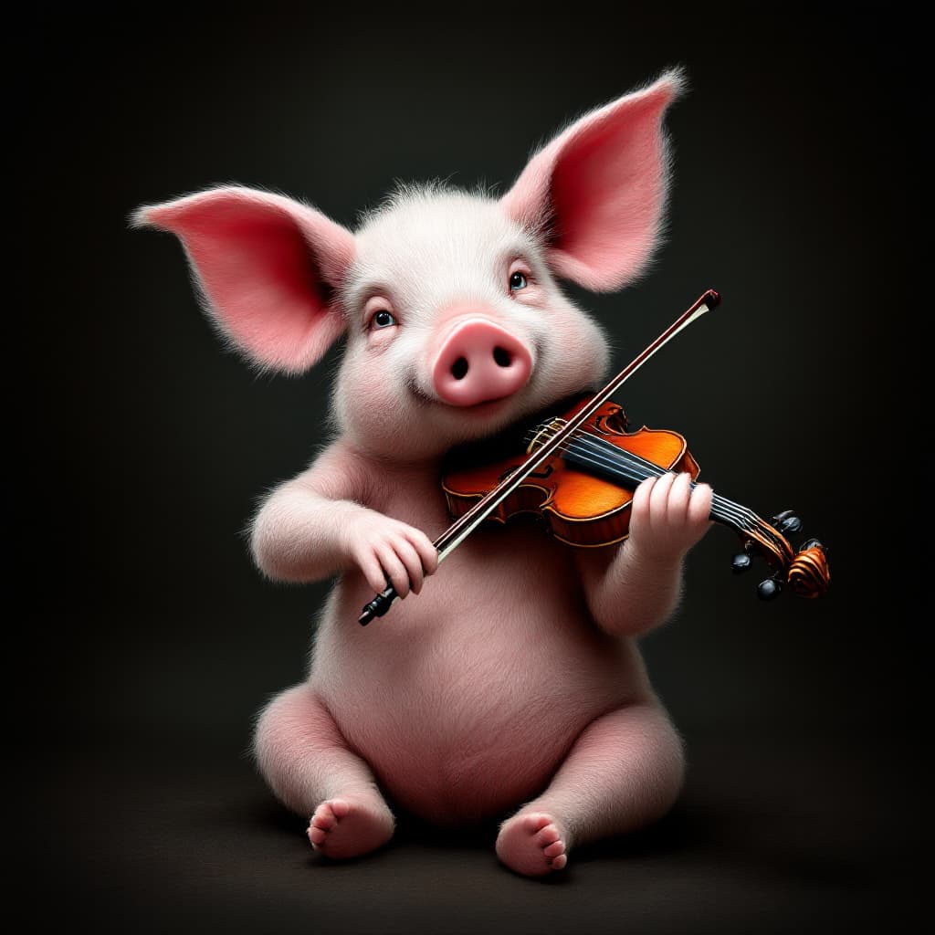 AI generated: a pig is playing violin 