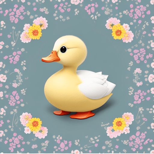AI generated: realistic cute duck with flowers pattern