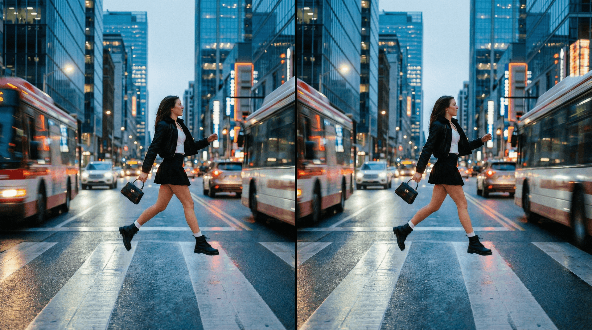 AI generated: split the image between these images