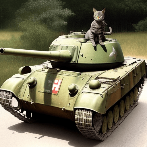 AI generated: a ww2 tank with a cat on it