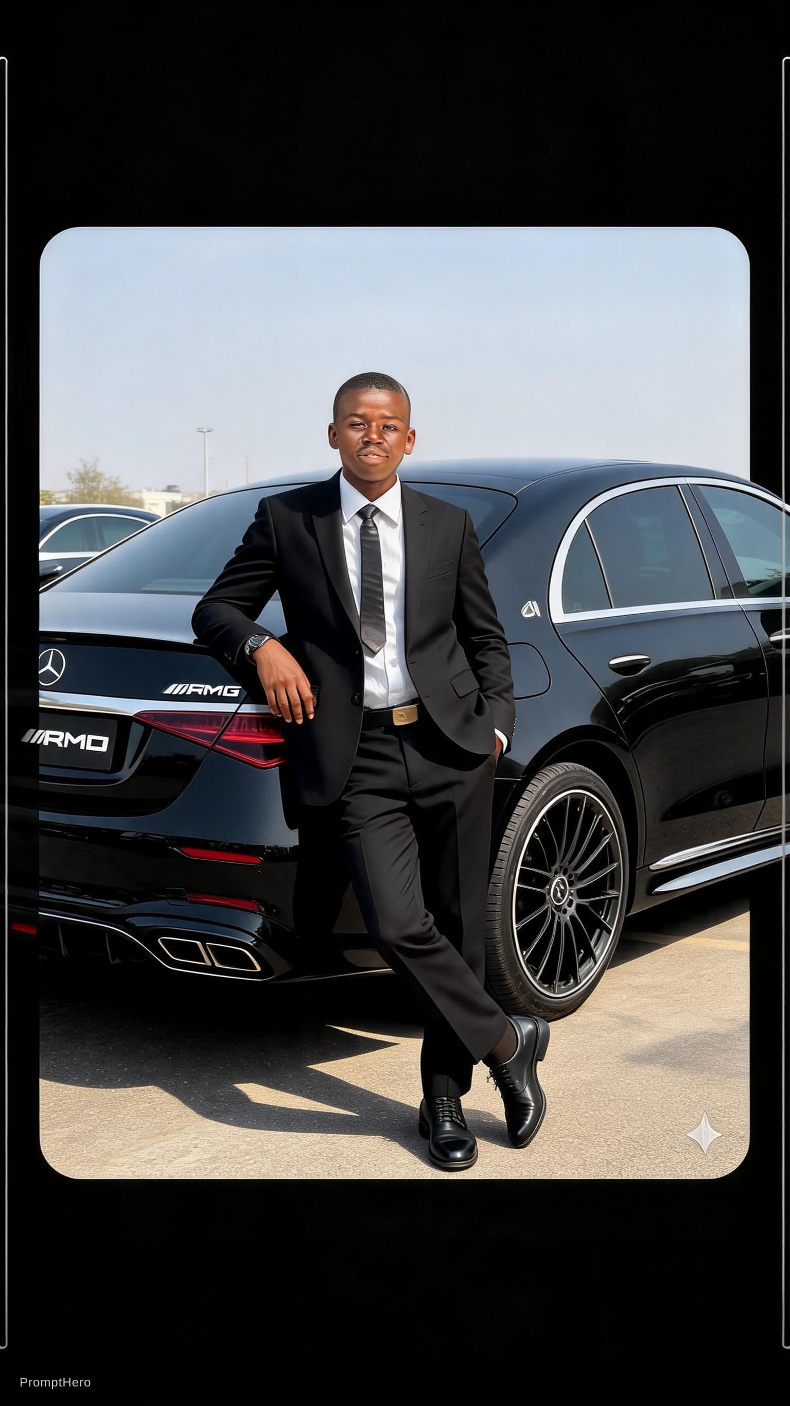 AI generated: Make him in a beautiful and polished suit with the trouser also same  and make him  laid  part of hi...