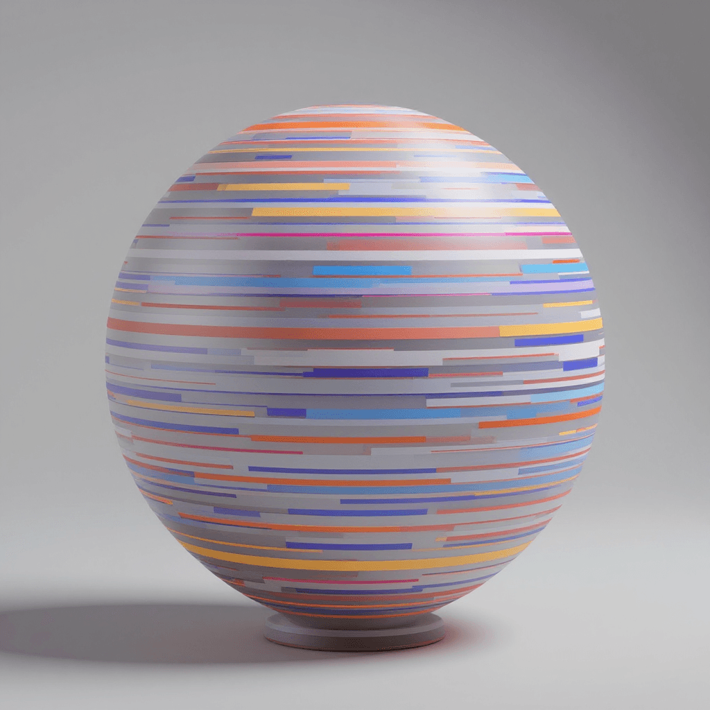 AI generated: glitch art with linear distortion, horizontal scan lines and digital interference, 3d sphere, minima...