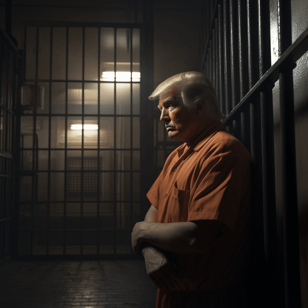 AI generated: trump, prison, hyper-realistic image, Cinematic photography, in a hyper-realistic image, Photorealis...