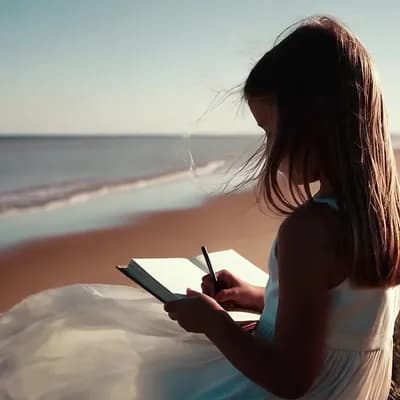 AI generated video: girl on beach