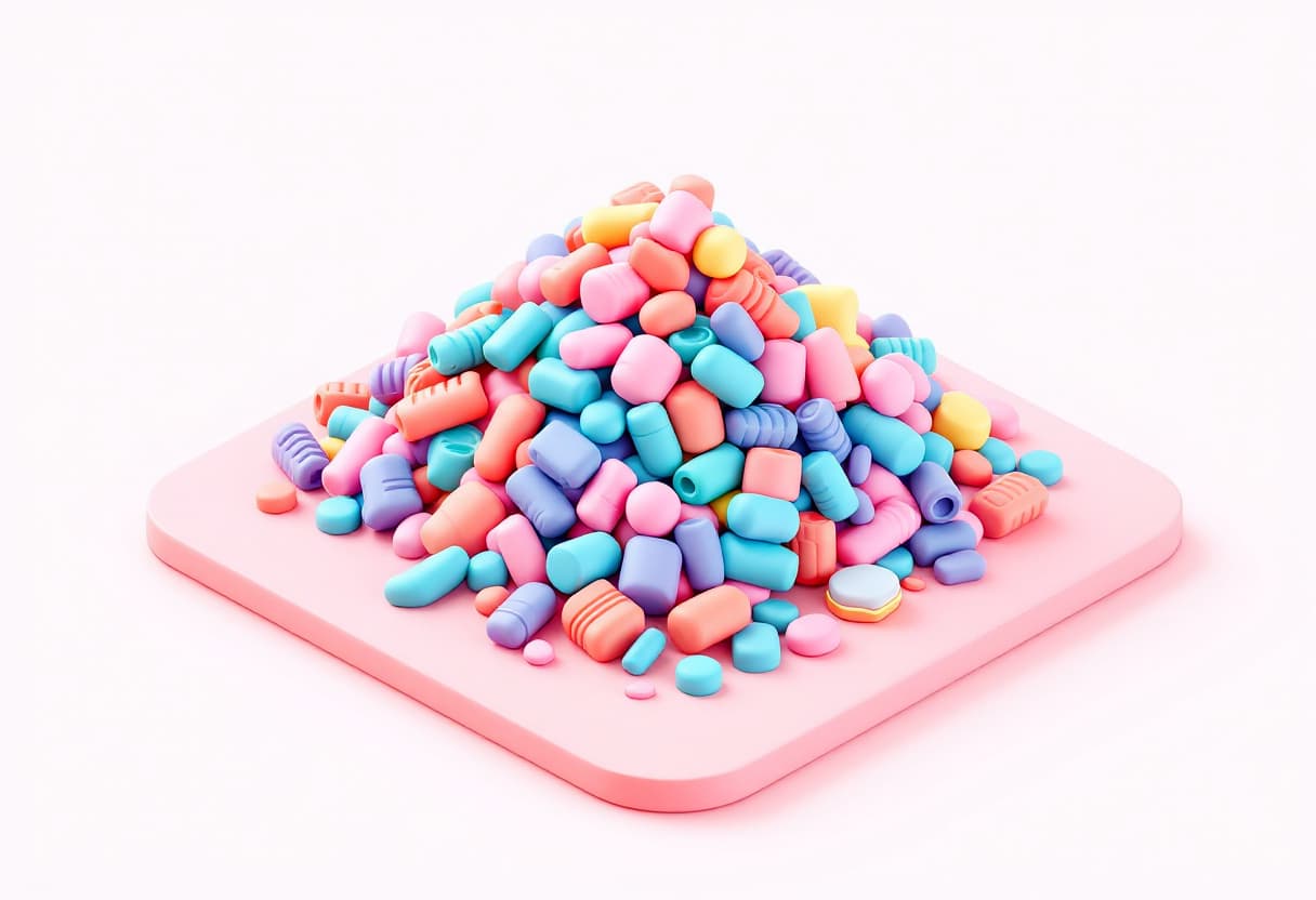 AI generated: 3D minimal pastel clay render of a Rubbish featuring pile of garbage, in Pastel Coral, isometric vie...