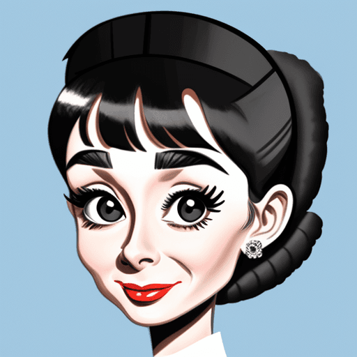 AI generated: Audrey Hepburn caricature  --niji 5