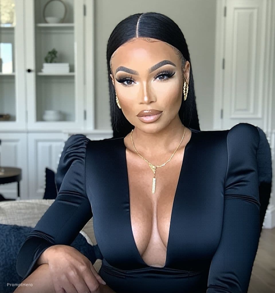 AI generated: Sexy girl wearing a translucent elegant black dress
