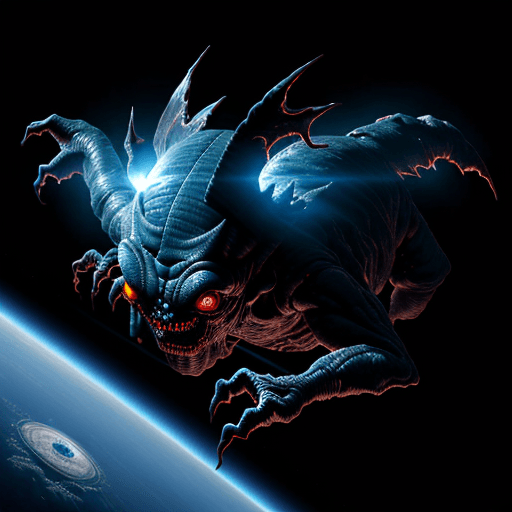 AI generated:  high quality foto of a shadow monster from energy, in space,  8k, 