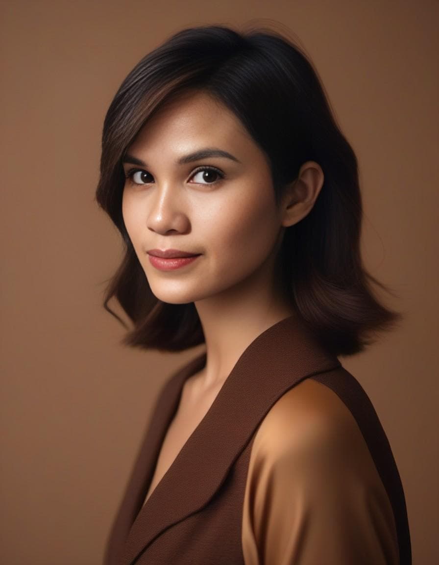 AI generated: photo of an attractive brown woman with short hair, looking at the camera, portrait photography, in ...