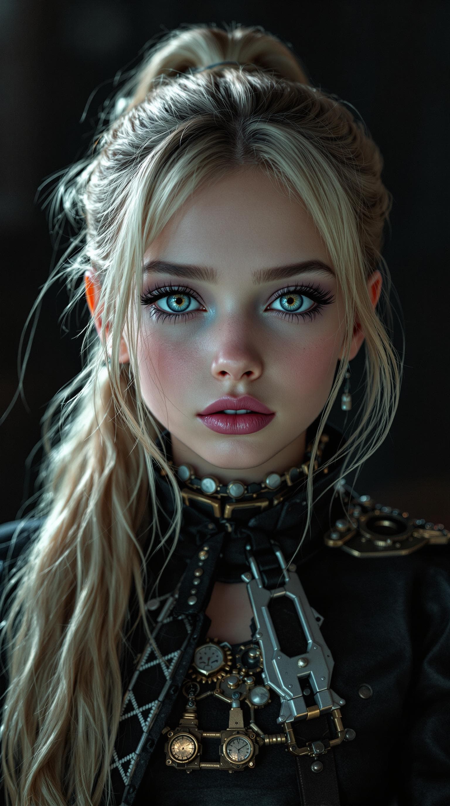 AI generated: A professional photograph capturing the world's most stunning fourth-grade girl, styled as a goth wi...