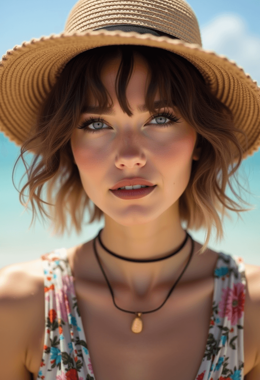 AI generated: photograph of a beautiful hipster woman, light-blue eyes, mascara, eyeliner, dark cheeks, expressive...