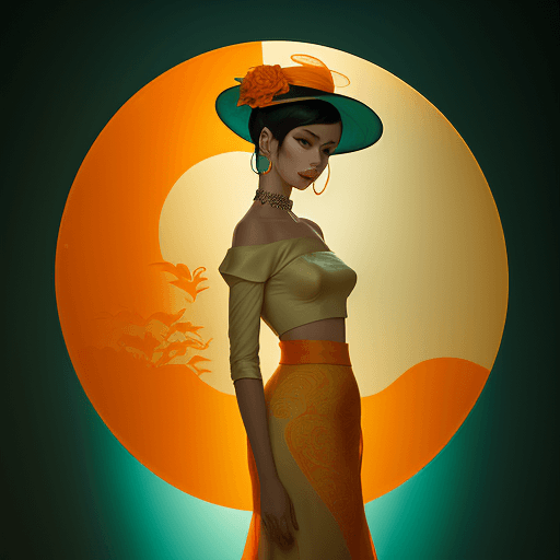 AI generated: a stunning woman Silhouette de mode on rice paper Avant garde beautiful stunning woman 1960s paisley...