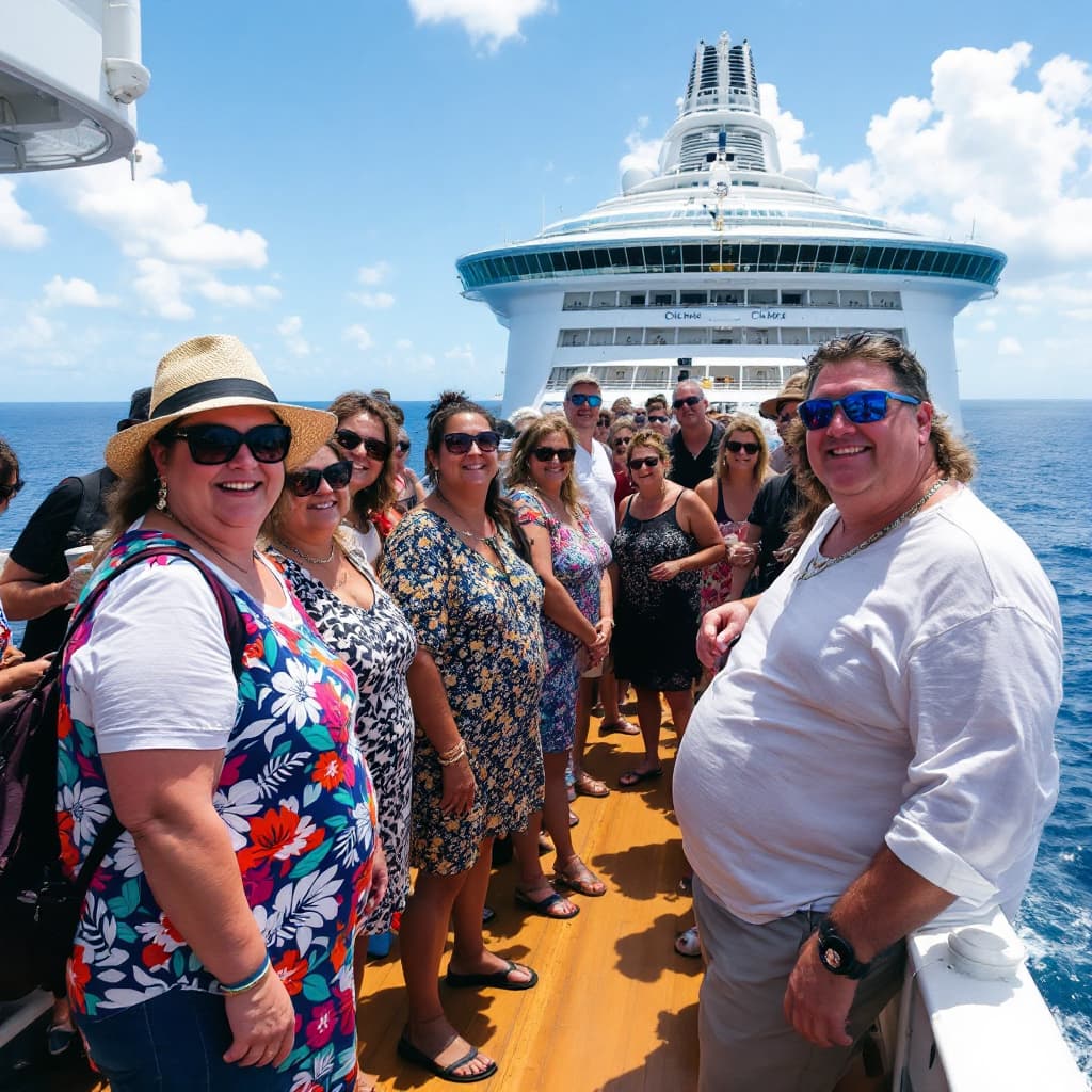 AI generated: Very Obese people on a cruise ship.