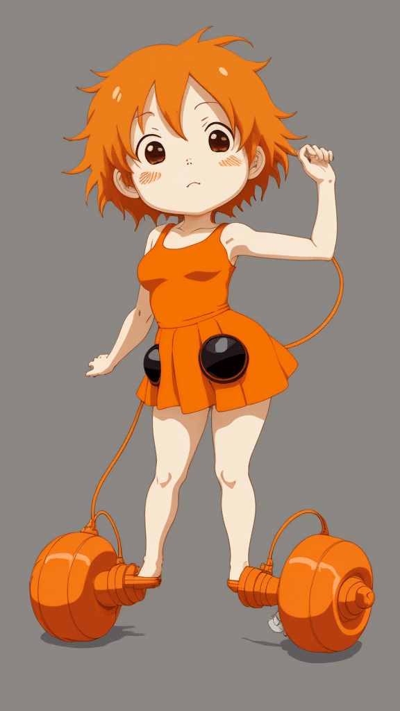 AI generated: Studio Ghibli 16k4d rfktrstyle"orange chibi In a pumping pose" <lora:Vut_out_XL_MU:0. 800000>