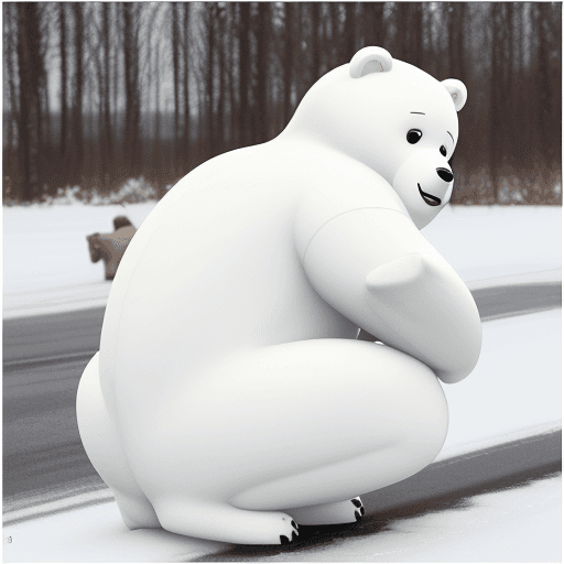 AI generated: un ours blanc discute avec un caissier sur le prix du miel