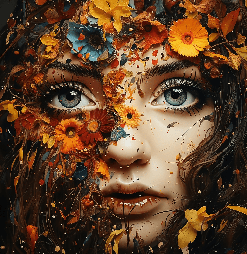 AI generated: autumn by ashley on doodles, in the style of striking digital surrealism, pointillist dot paintings,...
