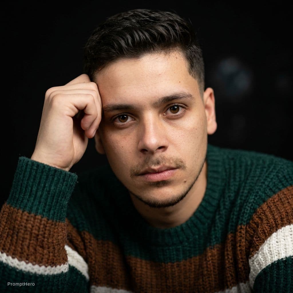 AI generated: Create a movie-level ultra-realistic photo of a upload image of young man. The face matches the refe...
