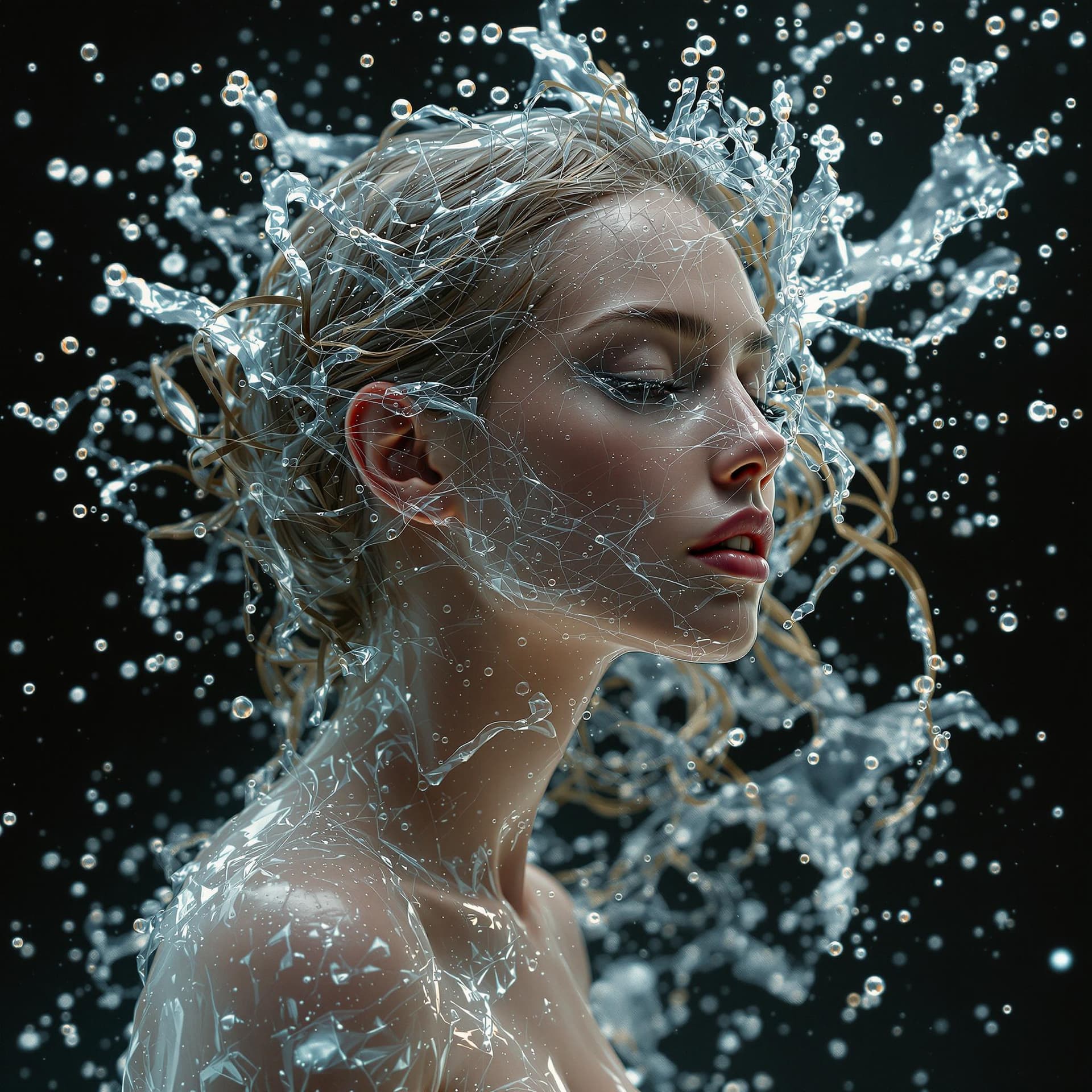 AI generated: Water texture for autodesk animation female genesis 2015, water texture for hair, in the style of ho...