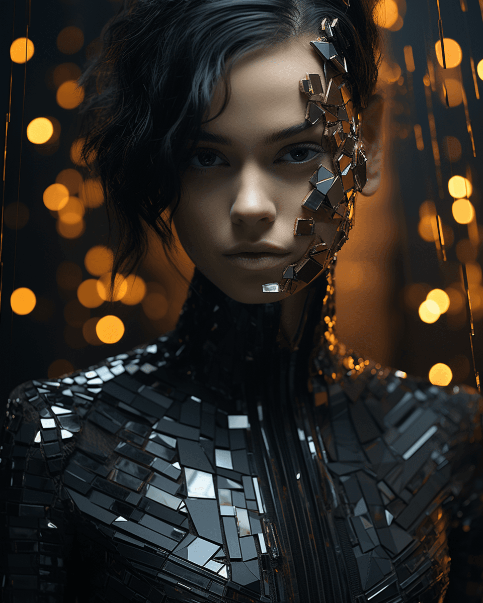 AI generated: broken pixels portrait, vogue aesthetic, cinematic, hyper-realistic, ultra detailed, 8k, UHD, gucci ...