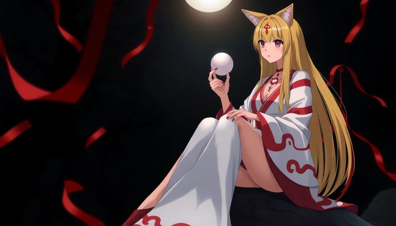AI generated: a woman with long, straight blonde hair that falls down her back, and her cat ears are pointed upwar...