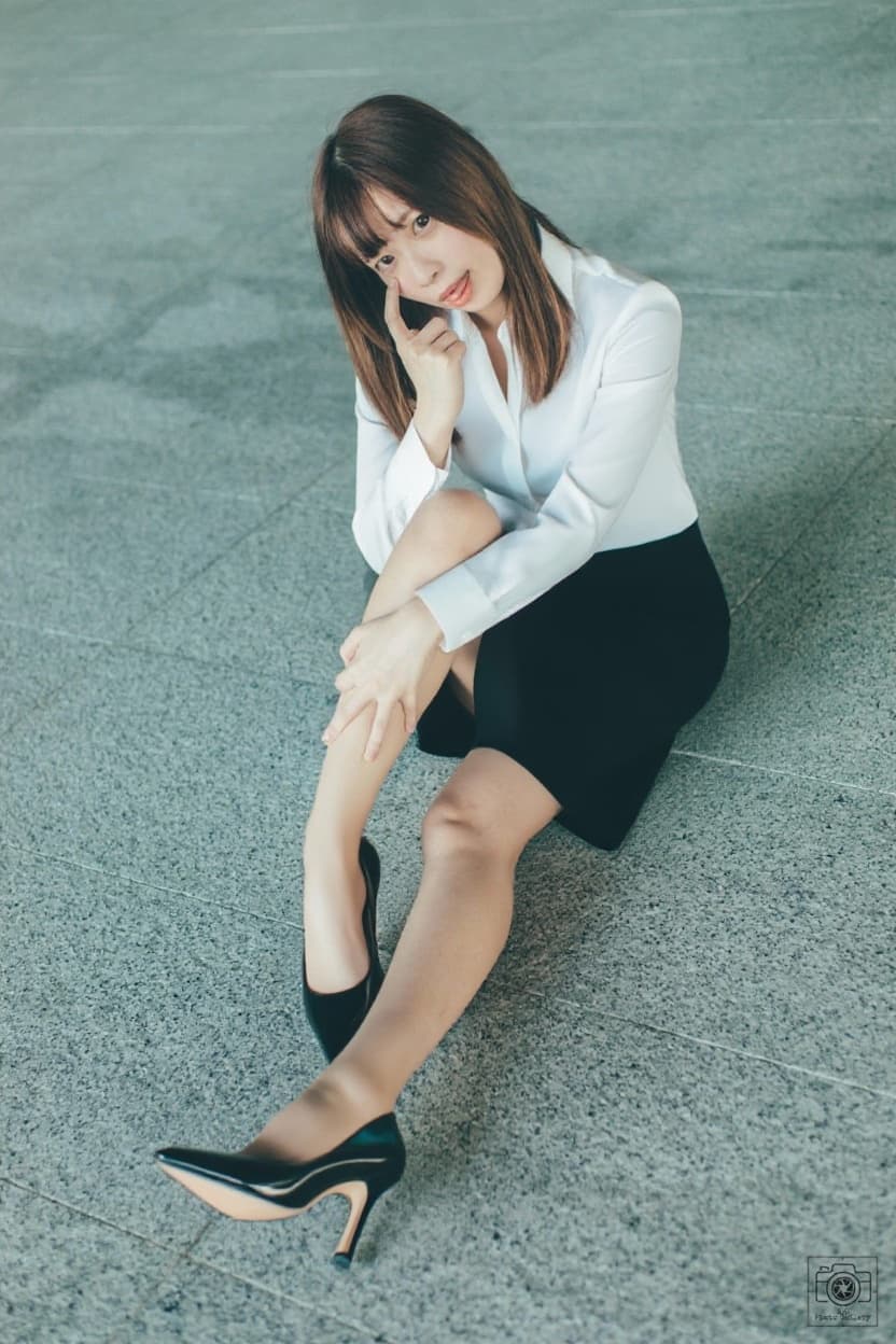 AI generated: a woman wearing professional OL office lady style, white blouse, tight black pencil skirt, high heel...