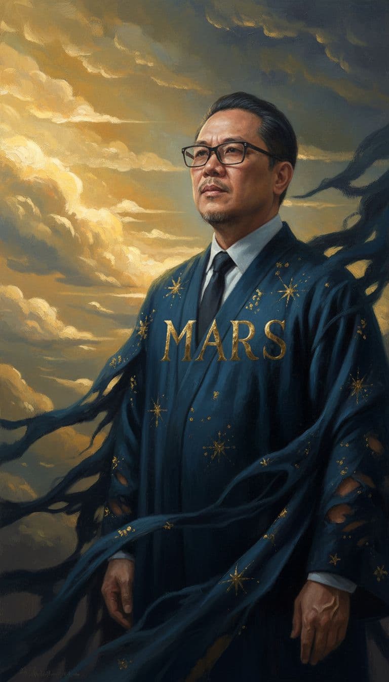 AI generated: oil painting, portrait in the style of Helene Knoop An ethereal man (image provided) who embodies a ...