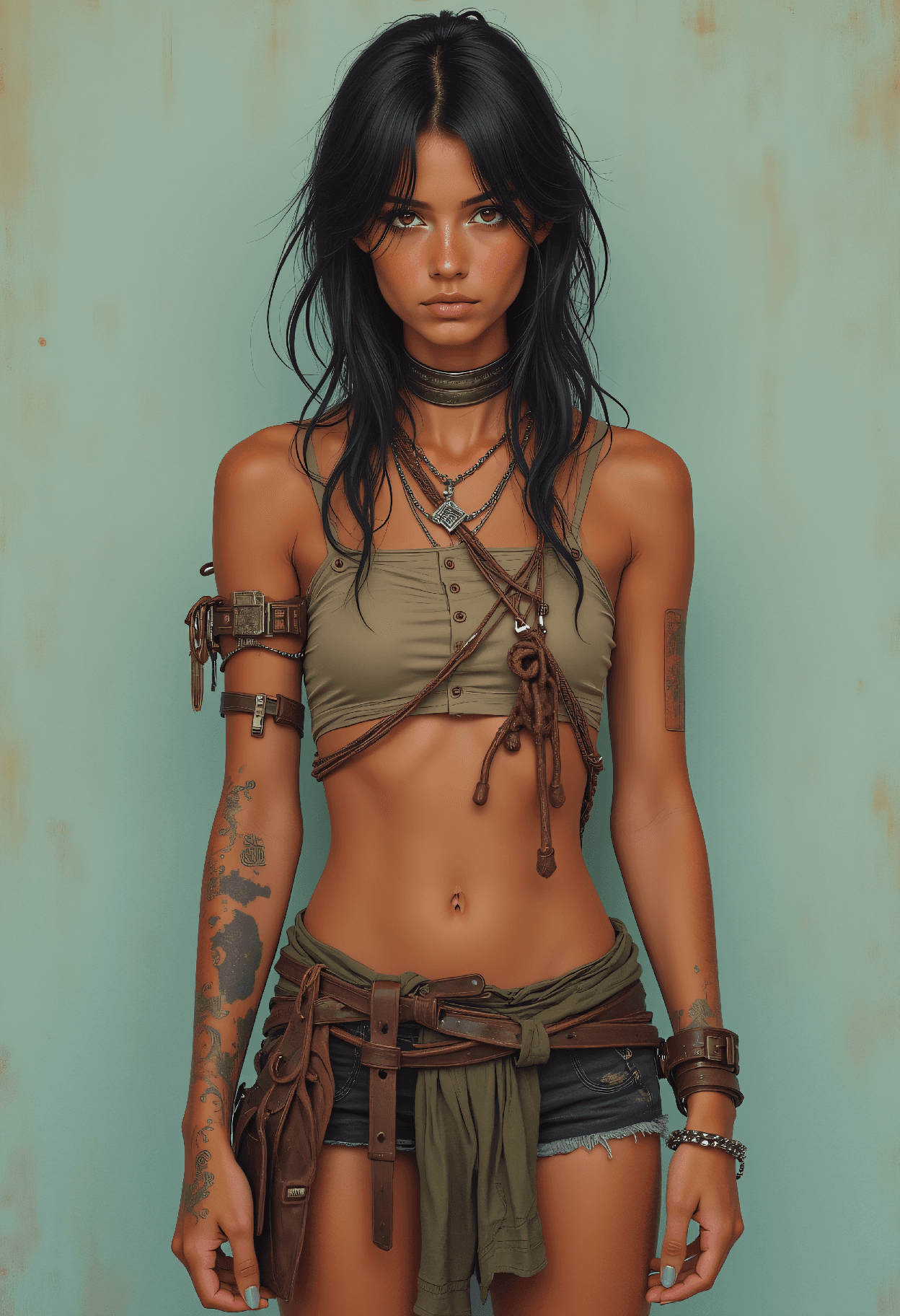 AI generated: Female circuit bending cute pastel androgyny