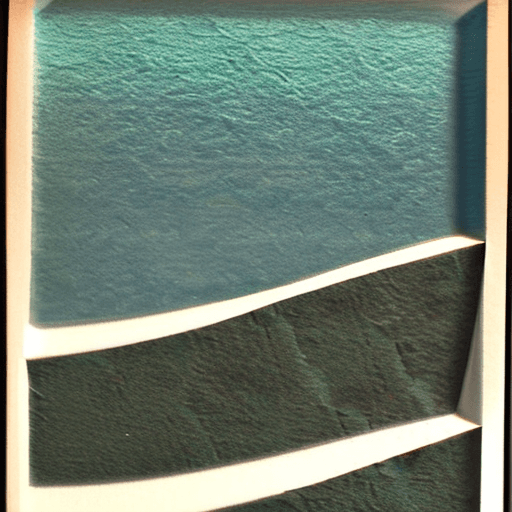 AI generated: 3d, ocean and island, paper work, cyan, and white with emerald green, rough-textured colored paper, ...