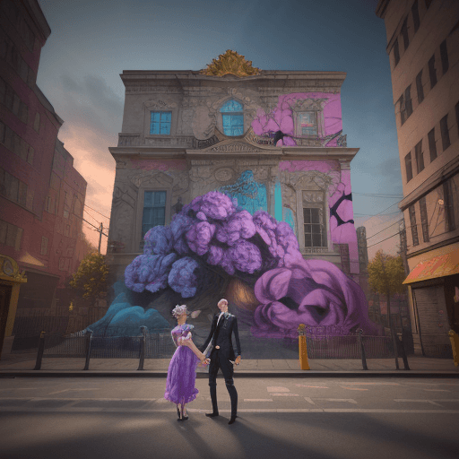 AI generated: An Affair of the Evening - rococo , vibrant, graffiti, 3d render