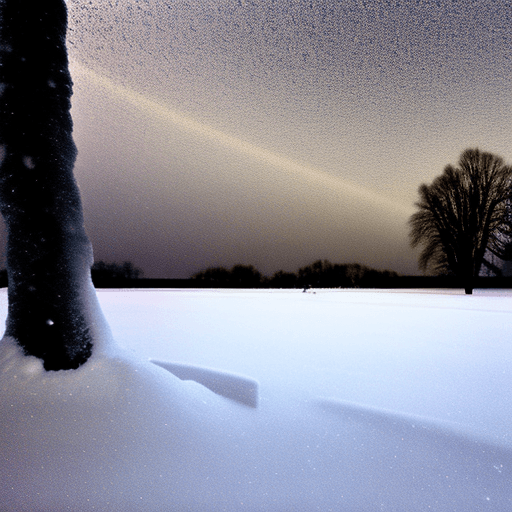 AI generated: snow storm at night.
ice crystals falling to the ground.
one small golden ray of light on the distan...