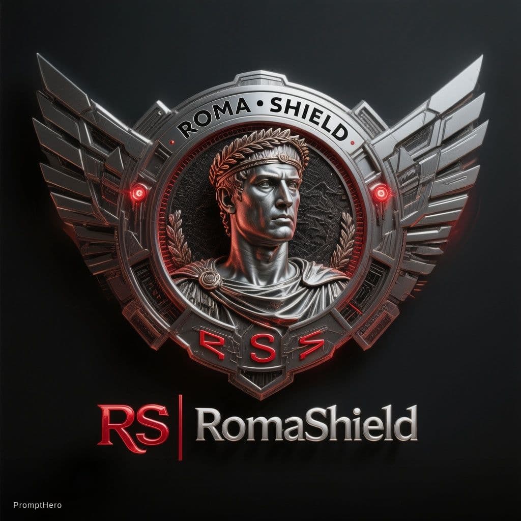 AI generated: Create an ultra-premium futuristic emblem logo for a luxury travel intelligence brand named “RomaShi...