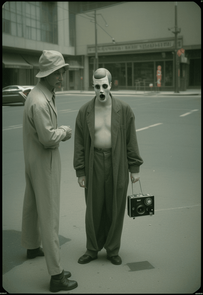 AI generated: bizarre absurdism, strange elements movie scene still, expired film , 35 mm, Kodak --style cKHiMGALn...
