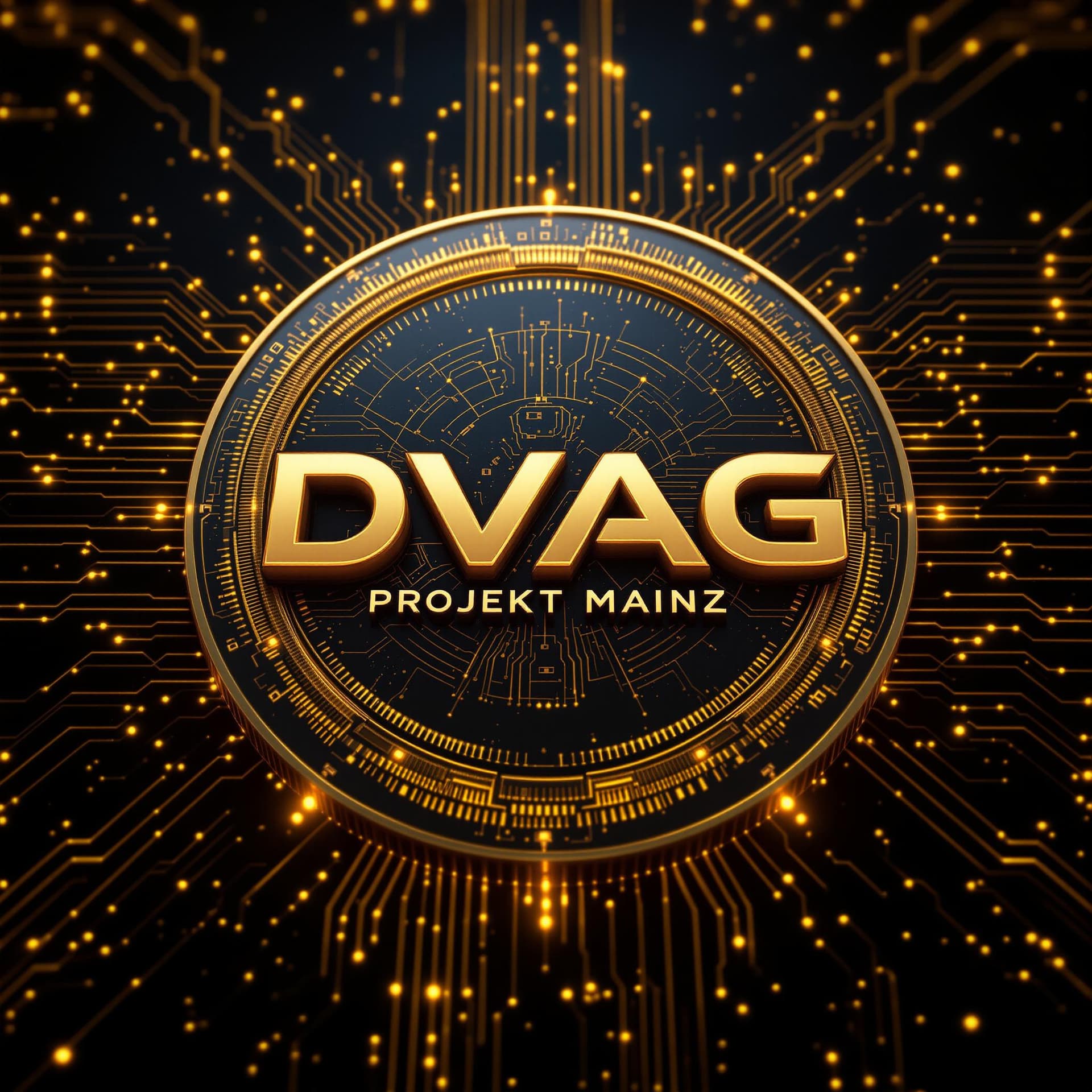 AI generated: Create an ultra-photorealistic 8k logo for DVAG featuring a digital coin figure symbolizing innovati...