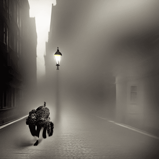 AI generated: a full body portrait of an anthropomorphic cheetah dressed as an English gentleman walking alone on ...