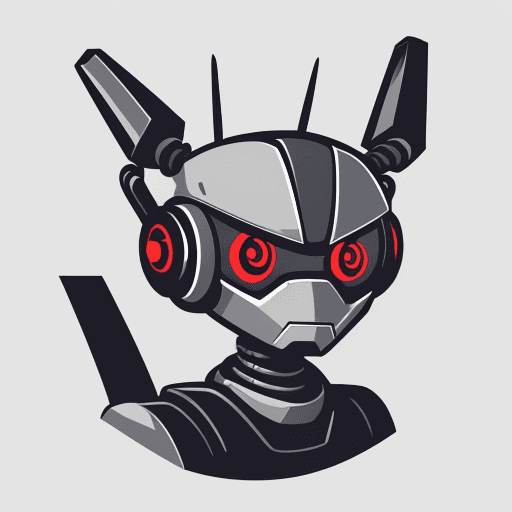 AI generated: a mascot logo of a robot, simple, vector, --no shading detail