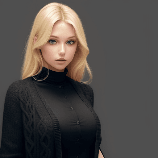 AI generated: an image of a beautiful blonde woman wearing a black cardigan