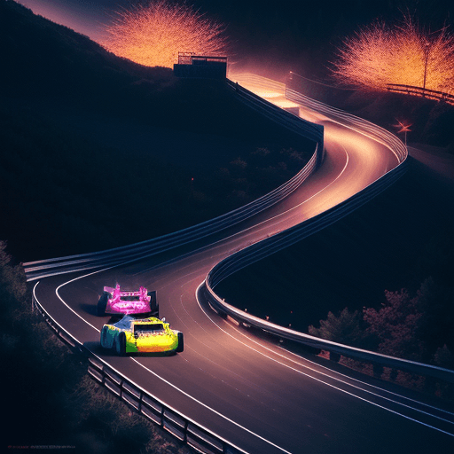 AI generated: Japanese drifting cars on a mountain road at night with spectators on the sides. Show dynamic drift ...