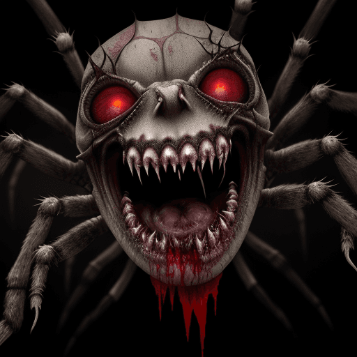 AI generated: realistic creepy old spider, natural light, high detail skin, creepy setting, horror, open mouth wit...
