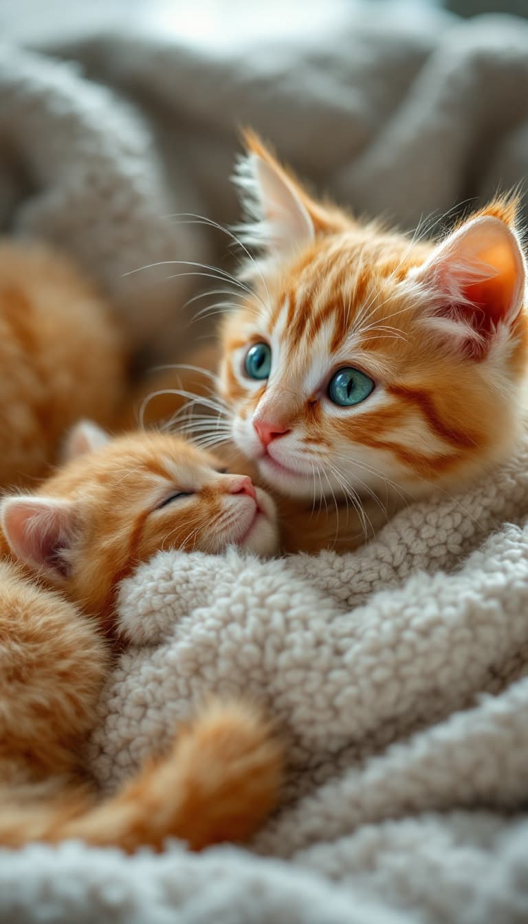 AI generated: masterpiece, delicate, best quality, beautiful, fine, photorealistic, fluffy, orange tabby cat with ...