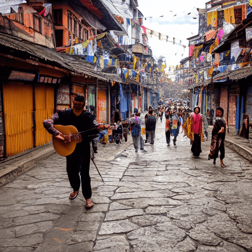 AI generated: a wonderful traditional Nepalese city, day light, detailed, multi, empty streets, sunny, featured on...