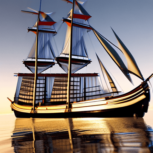 AI generated: Photo of a ultra realistic sailing ship, dramatic light, pale sunrise, cinematic lighting, battered,...