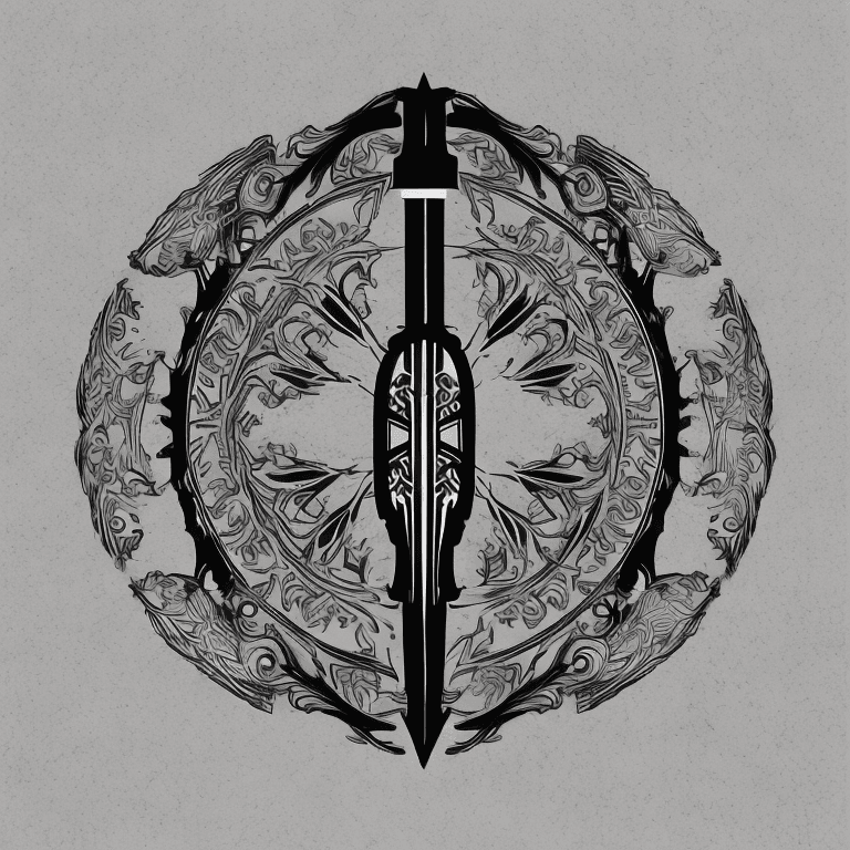 AI generated: Vector logo design for a nordic sword, black vector on white background, intricate details.